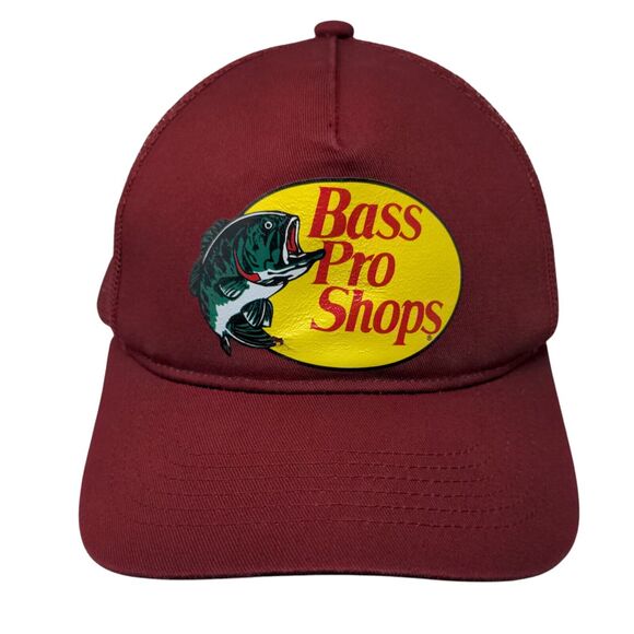 Bass Pro Shops Snapback Mesh Back Trucker Hat Red OSFM Gone Fishing Solid - Picture 1 of 9
